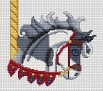 Grey Paint Carousel Horse Head (image for) Grey Paint Carousel Horse Head